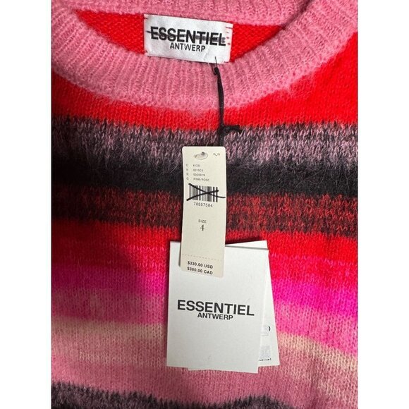 Anthropologie Essentiel Antwerp Como Red Pink Stripe Sweater Jumper XS NWT $330 - Picture 7 of 10
